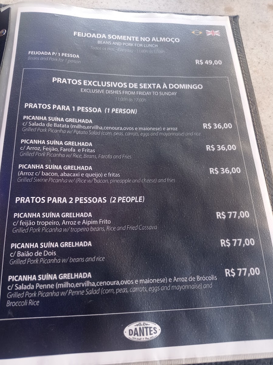 Dantes Café e bar Menu - Image 1
